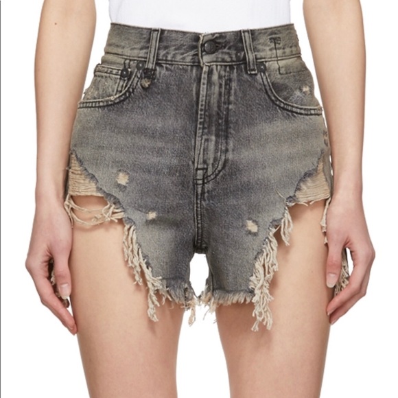 r13 shredded slouch shorts